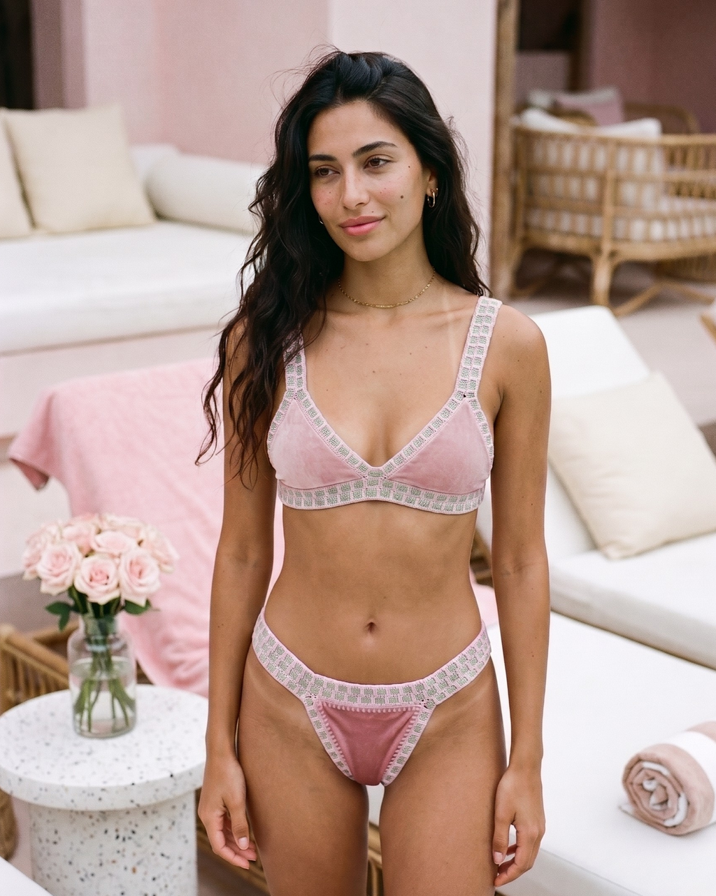 Le Saint-Barth — Bikini crochet rose velours