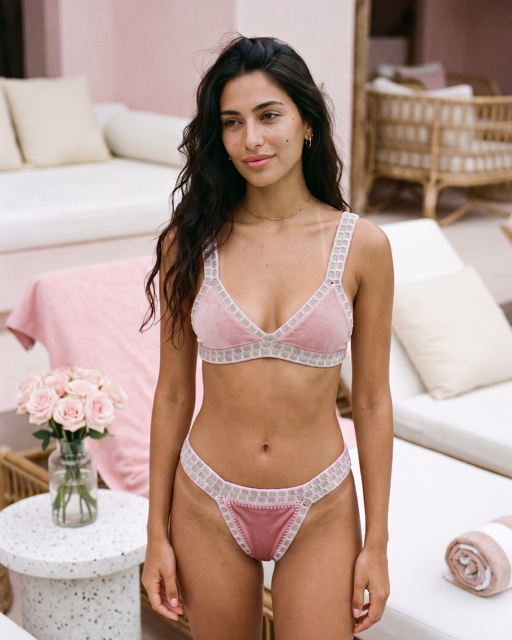 Le Saint-Barth — Bikini crochet rose velours