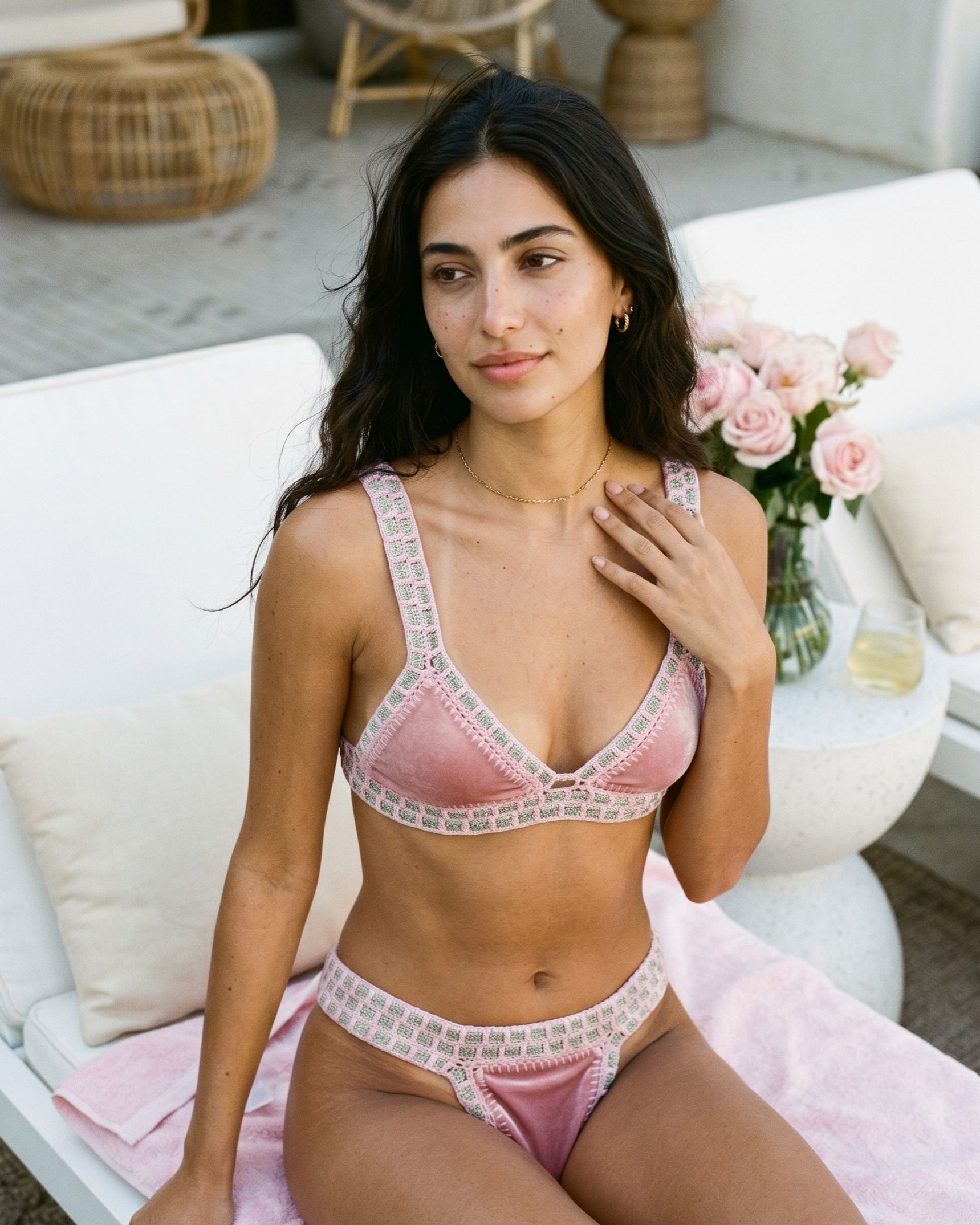 Le Saint-Barth — Bikini crochet rose velours
