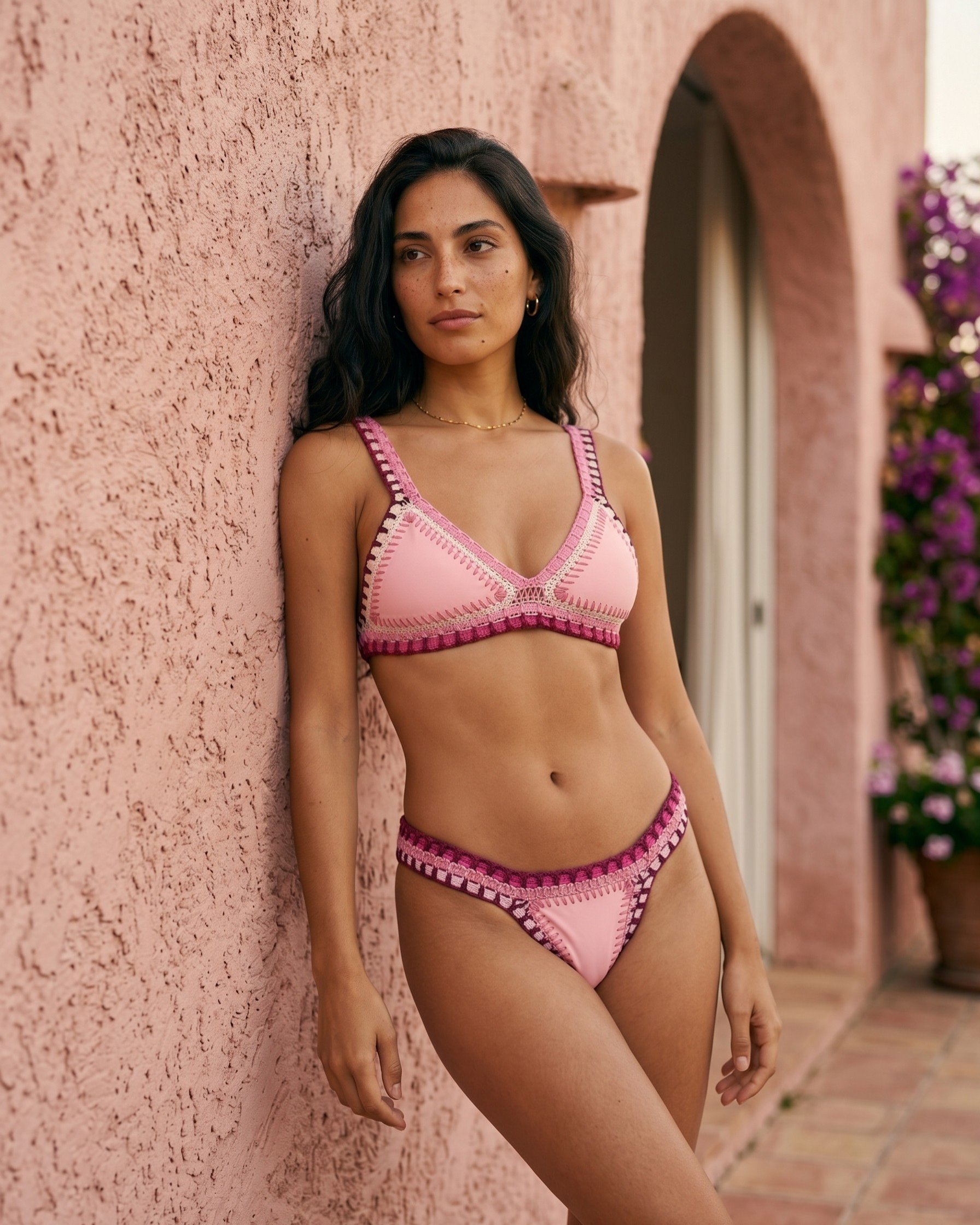 Le Cannes — Bikini crochet rose dragée