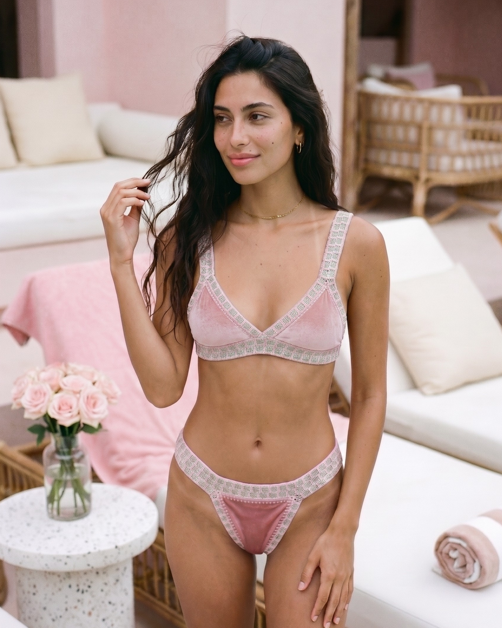 Le Saint-Barth — Bikini crochet rose velours